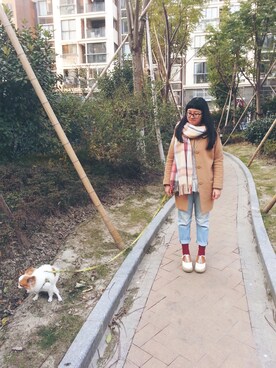 「LOWRYS FARM」｜「アイテム（ピーコート）」を使った、evenさん（レディース・158cm）の冬コーディネート