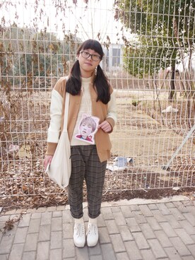 「w closet」｜「アイテム（財布/小物）」を使った、evenさん（レディース・158cm）の冬コーディネート