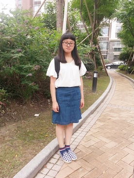 「w closet」｜「アイテム（モカシン/デッキシューズ）」を使った、evenさん（レディース・158cm）の夏コーディネート
