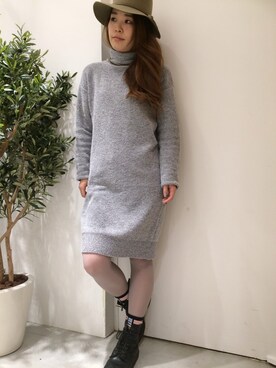 「RAY CASSIN（レイカズン）のアイテム（帽子）」を使った、CHINATSUさん（レディース・162cm）の冬コーディネート