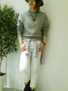 「RAY CASSIN（レイカズン）のアイテム（スウェット）」を使った、CHINATSUさん（レディース・162cm）の冬コーディネート