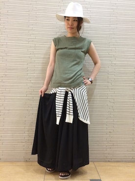 「RAY CASSIN（レイカズン）のアイテム（帽子）」を使った、CHINATSUさん（レディース・162cm）の夏コーディネート
