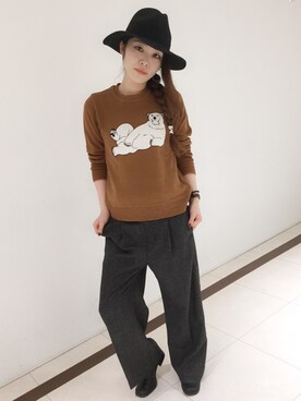 「RAY CASSIN（レイカズン）のアイテム（帽子）」を使った、CHINATSUさん（レディース・162cm）の冬コーディネート