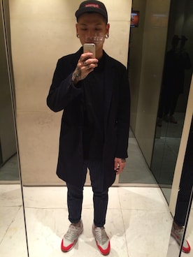 「stripes」｜「アイテム（ダウンジャケット/コート）」を使った、Ian Yenさん（メンズ・183cm）の春コーディネート