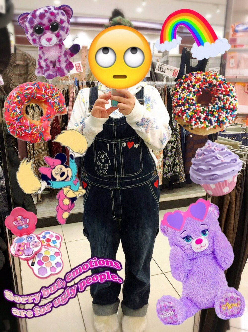 WC（ダブル シー）の「wc/クマタン刺繍デニムオーバーオール