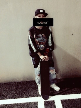 「M.Y.O.B（エム.ワイ.オー.ビー）のアイテム（キャップ）」を使った、haruさん（レディース・154cm）の秋コーディネート