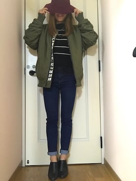 「ENVYM（アンビー）のアイテム（ブルゾン）」を使った、N a h oさん（レディース・153cm）の冬コーディネート