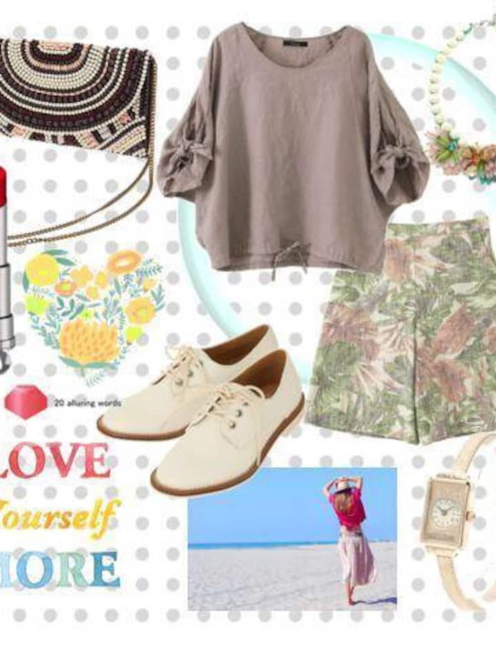 「URBAN RESEARCH ROSSO WOMENのアイテム（Tシャツ/カットソー、ベージュ系）」を使った、em622さん（レディース・163cm）の春コーディネートの1枚目の写真