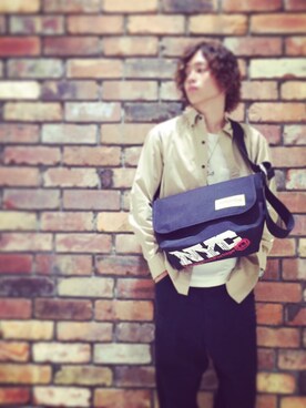 「Manhattan Portage（マンハッタンポーテージ）のアイテム（バッグ、ブラック系）」を使った、Taishiさん（メンズ）の夏コーディネート