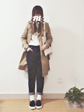 「REAC（レアック）のアイテム（パンツ）」を使った、m♡さん（レディース・167cm）の春コーディネート