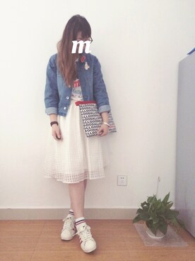 「w closet」｜「アイテム（デニムジャケット）」を使った、m♡さん（レディース・167cm）の春コーディネート