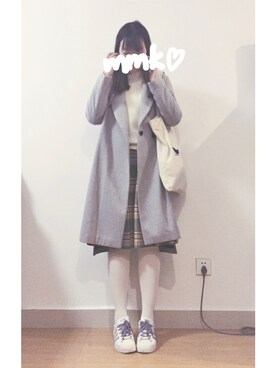 「flower」｜「アイテム（チェスターコート）」を使った、m♡さん（レディース・167cm）の冬コーディネート