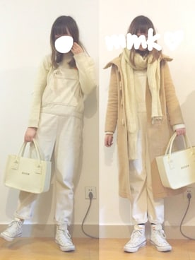 「PULL&BEAR（プルアンドベア）のアイテム（サロペット/オーバーオール）」を使った、m♡さん（レディース・167cm）の冬コーディネート