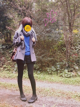 「NICE CLAUP（ナイスクラップ）のアイテム（ピーコート）」を使った、じゃがりこさん（レディース・158cm）の冬コーディネート