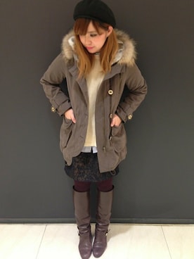 「Abahouse Devinette（ドゥヴィネット）のアイテム（モッズコート）」を使った、MIKARIさん（レディース・159cm）の秋コーディネート