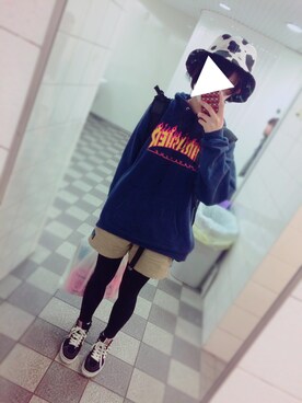 「ROLLING CRADLE（ローリングクレイドル）のアイテム（ハット）」を使った、ちゃんごじさん（レディース・166cm）の秋コーディネート