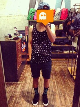 「HUF（ハフ）のアイテム（その他シューズ）」を使った、丹田昭さん（メンズ・168cm）の夏コーディネート