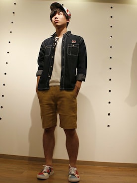 「NIRVANA（ニルヴァーナ）のアイテム（帽子）」を使った、UTCHYさん（メンズ・174cm）の夏コーディネート