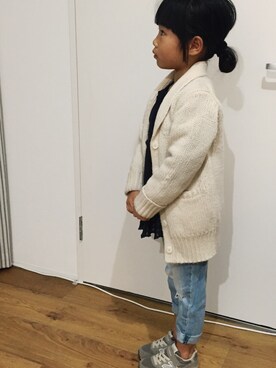 「無印良品（ムジルシリョウヒン）のアイテム（その他アウター）」を使った、kii☺︎さん（キッズ・110cm）の冬コーディネート