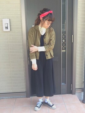 「GU（ジーユー）のアイテム（つなぎ/オールインワン）」を使った、nayumi_rさん（レディース・162cm）の春コーディネート
