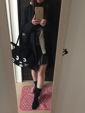 「キュロット」｜「アイテム（チェスターコート）」を使った、まぁこさん（レディース・154cm）の冬コーディネート