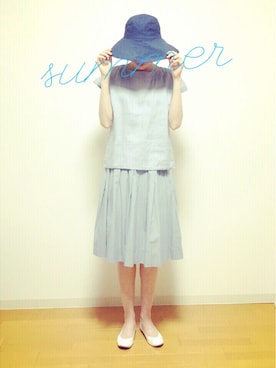 「SCALA（スカラ）のアイテム（帽子）」を使った、miha15さん（レディース・168cm）の夏コーディネート