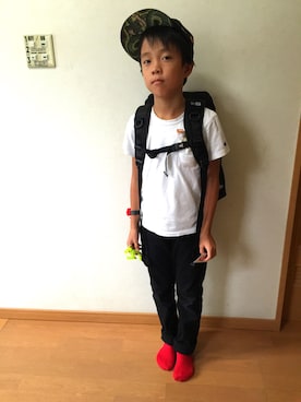 「Champion（チャンピオン）の【CHAMPION】ムジポケットＴシャツ（Tシャツ/カットソー、ホワイト系）」を使った、ミニーさん（レディース）の夏コーディネート