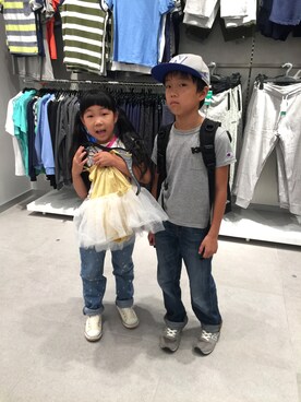 「Champion（チャンピオン）の【CHAMPION】ムジポケットＴシャツ（Tシャツ/カットソー、グレー系）」を使った、ミニーさん（レディース）の夏コーディネート