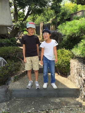 「koe（コエ）のフリンジヒゲキャット半袖Tシャツ（Tシャツ/カットソー、ホワイト系）」を使った、ミニーさん（レディース）の夏コーディネート