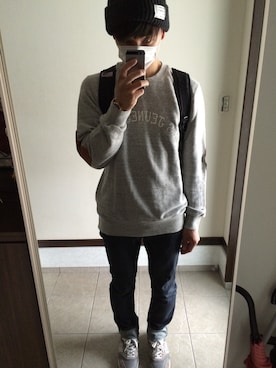 「soe（ソーイ）のアイテム（スウェット）」を使った、meiさん（メンズ・175cm）の春コーディネート