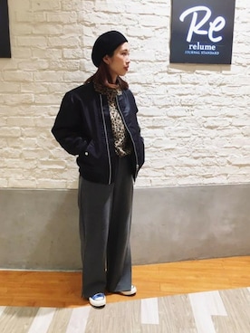 「JOURNAL STANDARD relume（ジャーナルスタンダード　レリューム）のアイテム（MA-1）」を使った、relume 博多店 スタッフAさん（レディース・157cm）の冬コーディネート