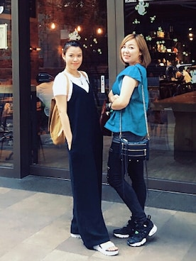 「mysty woman（ミスティウーマン）のアイテム（つなぎ/オールインワン）」を使った、Stacyさん（レディース・157cm）の秋コーディネート