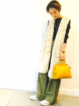 「BEAUTY&YOUTH UNITED ARROWS（ビューティーアンドユースユナイテッドアローズ）のアイテム（ジャケット/アウター、ホワイト系）」を使った、Miyu Iwasakiさん（レディース・160cm）の夏コーディネート