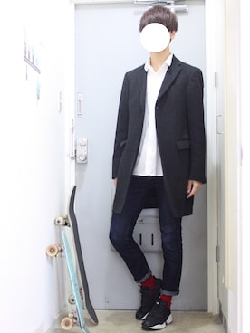 「アイテム（チェスターコート）」を使った、kakeruさん（メンズ・170cm・10代）の秋コーディネート