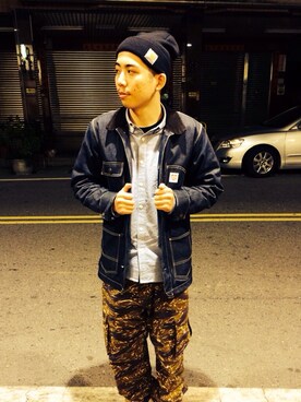 「Carhartt WIP（カーハートダブリューアイピー）のアイテム（デニムジャケット）」を使った、XieYiTingiさん（メンズ・177cm）の秋コーディネート