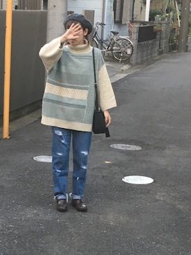 「みどり」｜「アイテム（ハンチング/ベレー帽）」を使った、のこさん（レディース・158cm）の秋コーディネート