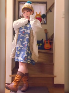 「アイテム（カーディガン/ボレロ）」を使った、すうちゃん🐧ScoLarさん（レディース・142cm）の冬コーディネート