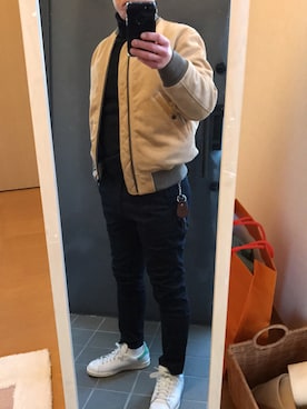 「BEAUTY&YOUTH UNITED ARROWS（ビューティーアンドユースユナイテッドアローズ）のアイテム（MA-1）」を使った、クリフジさん（メンズ・163cm）の冬コーディネート