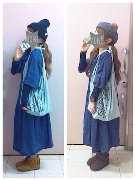 「バレンタインデートスタイル」｜「アイテム（アナログ腕時計）」を使った、もにこ。さん（レディース・150cm）の冬コーディネート