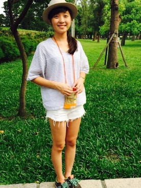 「青年公園」｜CINDYさん（レディース・160cm）の夏コーディネート