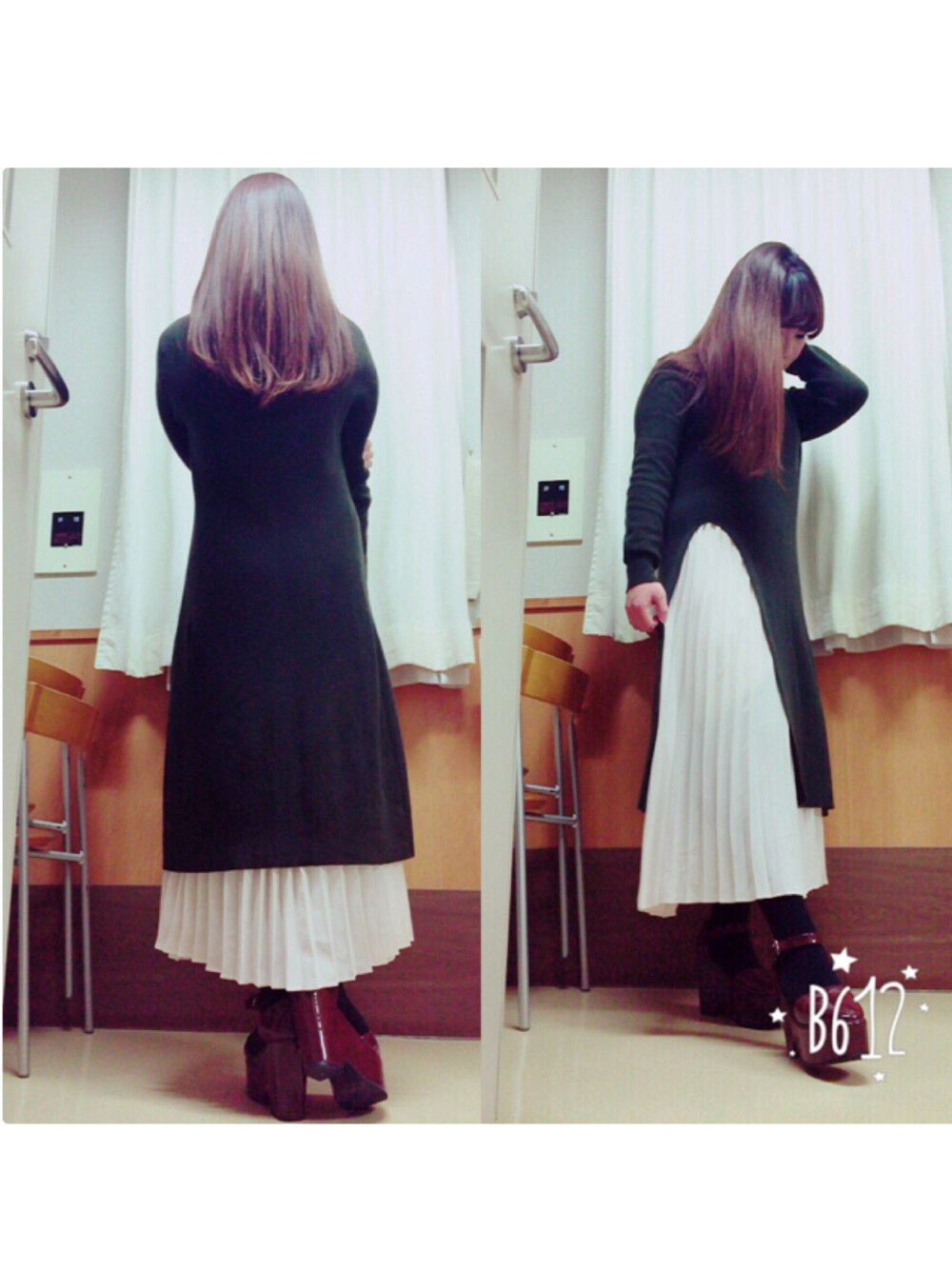 「デートスタイル（WOMEN）、あそび、スナイデル」｜「SNIDELのロングプリーツコンビニットワンピース（ワンピース、グリーン系）」を使った、みちょんさん（レディース・153cm）の冬コーディネートの1枚目の写真