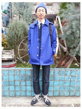 「WEGO（ウィゴー）のアイテム（ステンカラーコート）」を使った、WEGOさん（メンズ・174cm）の冬コーディネート