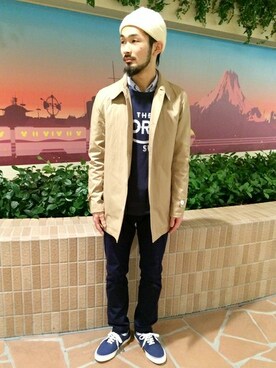 「WEGO（ウィゴー）のアイテム（ステンカラーコート）」を使った、WEGOさん（メンズ・175cm）の冬コーディネート