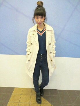 「WEGO（ウィゴー）のアイテム（トレンチコート）」を使った、WEGOさん（レディース・156cm）の春コーディネート