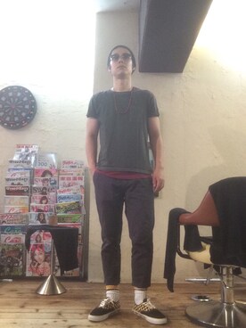 「WHITE（ホワイト）のアイテム」を使った、SHUさん（メンズ・174cm）の夏コーディネート