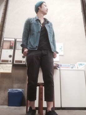 「mean（ミーン）のアイテム」を使った、SHUさん（メンズ・174cm）の夏コーディネート