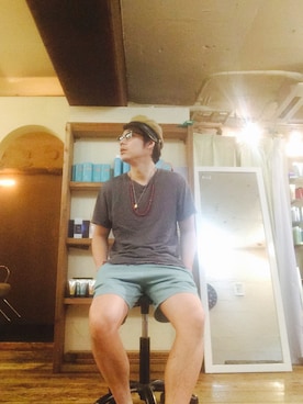 「NAISSANCE（ネサンス）のアイテム（キャップ）」を使った、SHUさん（メンズ・174cm）の夏コーディネート