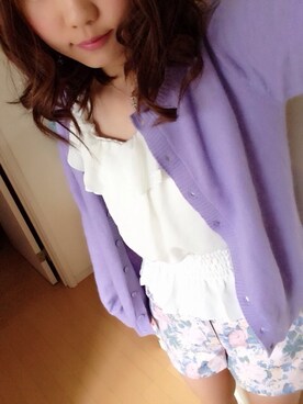 「Heather（ヘザー）のオフショルフリルブラウス2　545980（シャツ/ブラウス、ホワイト系）」を使った、こじりさん（レディース・165cm）の春コーディネート