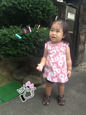 「しまむら（シマムラ）のアイテム（チュニック）」を使った、mirukuさん（キッズ・80cm）の夏コーディネート