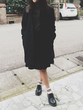 「Dr. Martens（ドクターマーチン）のDr.Martens (ドクターマーチン)/1461 3EYE GIBSON SHOES（その他シューズ）」を使った、Mさん（レディース・165cm）の冬コーディネート